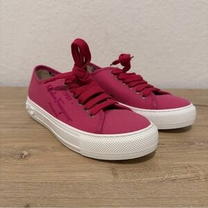 Ferragamo Twill Canvas Women’s Sneakers Size US 6.5B Pink